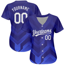 Charger l'image dans la galerie, Custom Royal White-Navy 3D Pattern Design Authentic Baseball Jersey