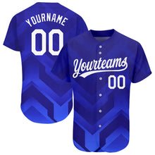 Charger l'image dans la galerie, Custom Royal White-Navy 3D Pattern Design Authentic Baseball Jersey
