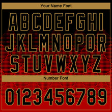 Load image into Gallery viewer, Custom Red Black-Old Gold 3D Pattern Design Authentic Baseball Jersey