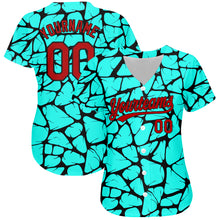 Загрузить изображение в средство просмотра галереи, Custom Teal Red-Black 3D Pattern Design Authentic Baseball Jersey