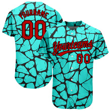 Загрузить изображение в средство просмотра галереи, Custom Teal Red-Black 3D Pattern Design Authentic Baseball Jersey