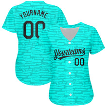 Laden Sie das Bild in den Galerie-Viewer, Custom Teal Black 3D Pattern Design Authentic Baseball Jersey