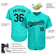 Laden Sie das Bild in den Galerie-Viewer, Custom Teal Black 3D Pattern Design Authentic Baseball Jersey