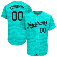 Laden Sie das Bild in den Galerie-Viewer, Custom Teal Black 3D Pattern Design Authentic Baseball Jersey