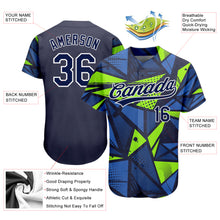 Загрузить изображение в средство просмотра галереи, Custom Navy Navy-Neon Green 3D Pattern Design Authentic Baseball Jersey