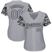 Загрузить изображение в средство просмотра галереи, Custom Gray Gray Black-Camo 3D Pattern Design Authentic Baseball Jersey