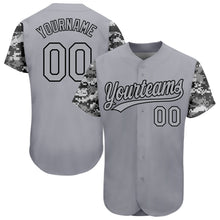 Загрузить изображение в средство просмотра галереи, Custom Gray Gray Black-Camo 3D Pattern Design Authentic Baseball Jersey