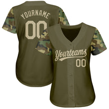 Laden Sie das Bild in den Galerie-Viewer, Custom Olive Vegas Gold-Camo 3D Pattern Design Authentic Salute To Service Baseball Jersey