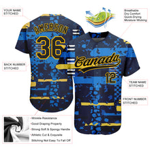 Загрузить изображение в средство просмотра галереи, Custom Navy Navy-Gold 3D Pattern Design Authentic Baseball Jersey
