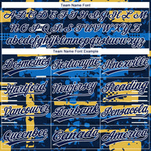 Загрузить изображение в средство просмотра галереи, Custom Navy Navy-Gold 3D Pattern Design Authentic Baseball Jersey