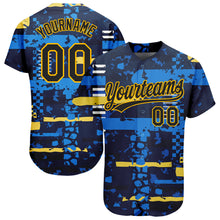 Загрузить изображение в средство просмотра галереи, Custom Navy Navy-Gold 3D Pattern Design Authentic Baseball Jersey
