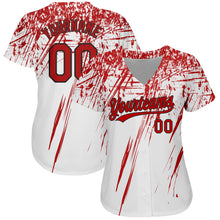 Laden Sie das Bild in den Galerie-Viewer, Custom White Red-Black 3D Pattern Design Authentic Baseball Jersey