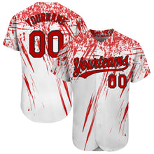 Laden Sie das Bild in den Galerie-Viewer, Custom White Red-Black 3D Pattern Design Authentic Baseball Jersey
