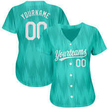 Load image into Gallery viewer, Custom Teal White 3D Pattern Design Authentic Baseball Jersey