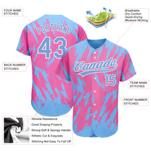 Laden Sie das Bild in den Galerie-Viewer, Custom Pink Powder Blue-White 3D Pattern Design Authentic Baseball Jersey