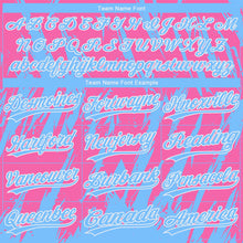 Laden Sie das Bild in den Galerie-Viewer, Custom Pink Powder Blue-White 3D Pattern Design Authentic Baseball Jersey