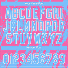 Laden Sie das Bild in den Galerie-Viewer, Custom Pink Powder Blue-White 3D Pattern Design Authentic Baseball Jersey