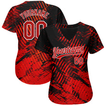 Charger l'image dans la galerie, Custom Black Red-White 3D Pattern Design Authentic Baseball Jersey