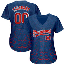 Load image into Gallery viewer, Custom Royal Red-White 3D Pattern Design Authentic Baseball Jersey
