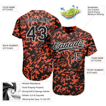 Load image into Gallery viewer, Custom Orange Black-White 3D Pattern Design Authentic Baseball Jersey