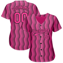 Load image into Gallery viewer, Custom Pink Pink-Black 3D Pattern Design Authentic Baseball Jersey