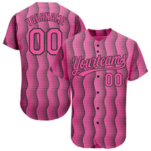 Load image into Gallery viewer, Custom Pink Pink-Black 3D Pattern Design Authentic Baseball Jersey