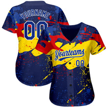 Laden Sie das Bild in den Galerie-Viewer, Custom Figure Royal-Gold 3D Pattern Design Authentic Baseball Jersey