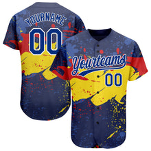 Laden Sie das Bild in den Galerie-Viewer, Custom Figure Royal-Gold 3D Pattern Design Authentic Baseball Jersey