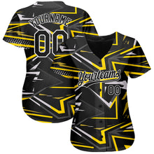 Загрузить изображение в средство просмотра галереи, Custom Black Black-Gold 3D Pattern Design Authentic Baseball Jersey