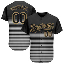 Load image into Gallery viewer, Custom Black Black Old Gold-Gray 3D Pattern Design Authentic Baseball Jersey