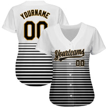 Laden Sie das Bild in den Galerie-Viewer, Custom White Black-Old Gold 3D Pattern Design Authentic Baseball Jersey