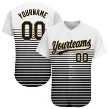 Laden Sie das Bild in den Galerie-Viewer, Custom White Black-Old Gold 3D Pattern Design Authentic Baseball Jersey
