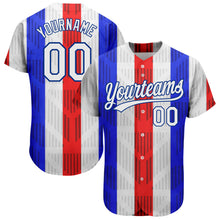 Laden Sie das Bild in den Galerie-Viewer, Custom White White Royal-Red 3D Pattern Design Authentic Baseball Jersey