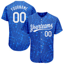 Laden Sie das Bild in den Galerie-Viewer, Custom Royal White 3D Pattern Design Authentic Baseball Jersey