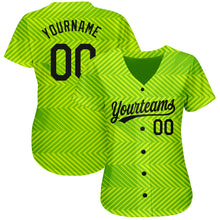 Load image into Gallery viewer, Custom Neon Green Black 3D Pattern Design Authentic Baseball Jersey