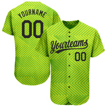 Load image into Gallery viewer, Custom Neon Green Black 3D Pattern Design Authentic Baseball Jersey