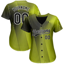 Load image into Gallery viewer, Custom Gold Black-White 3D Pattern Design Authentic Baseball Jersey