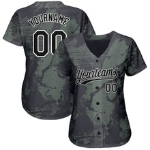 Load image into Gallery viewer, Custom Olive Black-White 3D Pattern Design Authentic Salute To Service Baseball Jersey