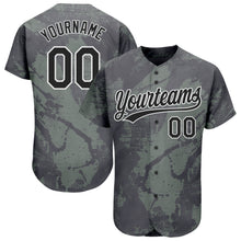 Load image into Gallery viewer, Custom Olive Black-White 3D Pattern Design Authentic Salute To Service Baseball Jersey