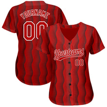 Load image into Gallery viewer, Custom Red Red-White 3D Pattern Design Authentic Baseball Jersey