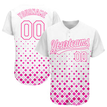 Laden Sie das Bild in den Galerie-Viewer, Custom White White-Pink 3D Pattern Design Authentic Baseball Jersey