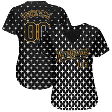 Load image into Gallery viewer, Custom Black Black-Old Gold 3D Pattern Design Authentic Baseball Jersey
