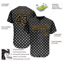 Load image into Gallery viewer, Custom Black Black-Old Gold 3D Pattern Design Authentic Baseball Jersey