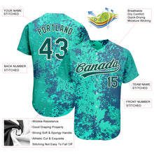 Load image into Gallery viewer, Custom Teal Midnight Green-Cream 3D Pattern Design Authentic Baseball Jersey