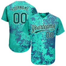 Load image into Gallery viewer, Custom Teal Midnight Green-Cream 3D Pattern Design Authentic Baseball Jersey