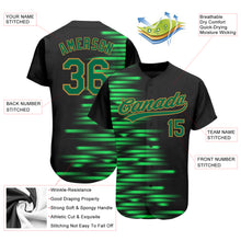 Load image into Gallery viewer, Custom Black Kelly Green-Old Gold 3D Pattern Design Authentic Baseball Jersey