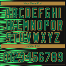 Load image into Gallery viewer, Custom Black Kelly Green-Old Gold 3D Pattern Design Authentic Baseball Jersey