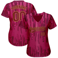 Load image into Gallery viewer, Custom Crimson Crimson-Old Gold 3D Pattern Design Authentic Baseball Jersey
