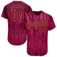 Load image into Gallery viewer, Custom Crimson Crimson-Old Gold 3D Pattern Design Authentic Baseball Jersey