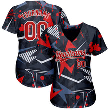 Laden Sie das Bild in den Galerie-Viewer, Custom Black Red-White 3D Pattern Design Authentic Baseball Jersey